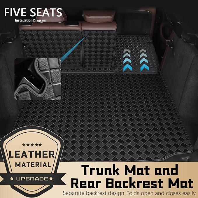 Cargo Mat & Backrest Mats for 2020-2025 Kia Soul (Cargo Mat Only Fit The Rear Deck in Upper Position),Cargo Liner Rear Trunk Liner Back Seat Cover Protector