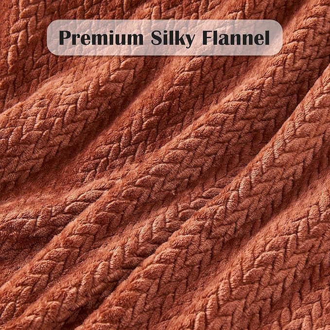 NEWCOSPLAY Super Soft King Blanket Coffee Premium Silky Flannel Fleece Leaves Pattern Lightweight Bed Blanket All Season Use (Coffee, King(90"x110"))