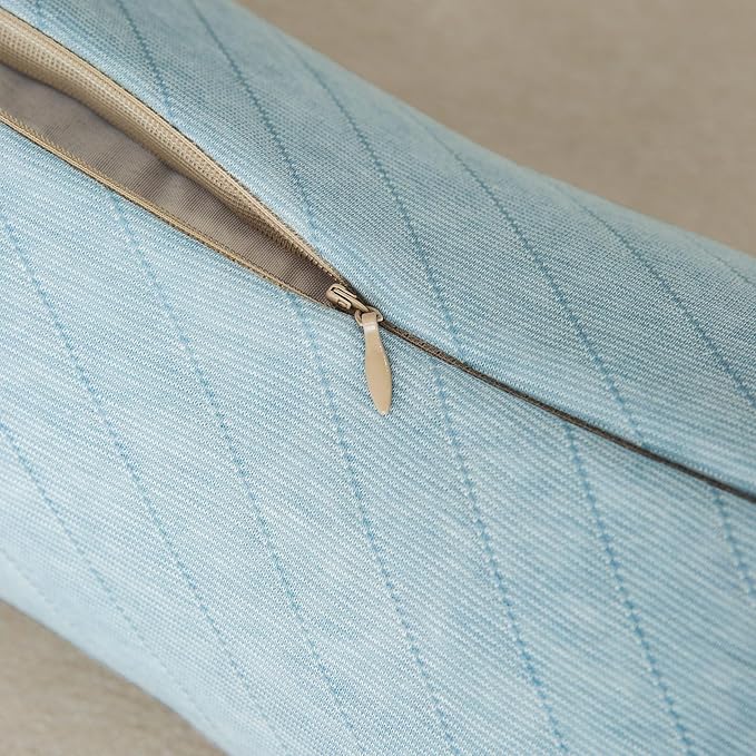 Buckwheat Neck Support Pillow Cervical Neck Cylinder Bolster Pillow Neck Pain Relief Breathable Comfortable for Back and Side Sleepers Round Pillows for Lunch Break Blue, 6x15 Inch