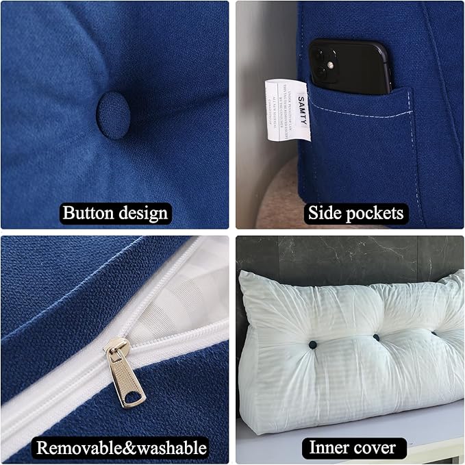 SAMTY Triangular Wedge Pillow headboard Twin XL Size for Couch Large headboard Pillow with Removable Cover Back Rest Pillows for Sitting up in Bed