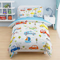 SANDJEST Transportation Duvet Cover Sets Twin Size for Kids Boys, Include 1 Polyester Comforter Cover 68x86 Inches and 1 Pillowcase 20x26 Inches, Comforter Not Included, Gift for Christmas Birthday