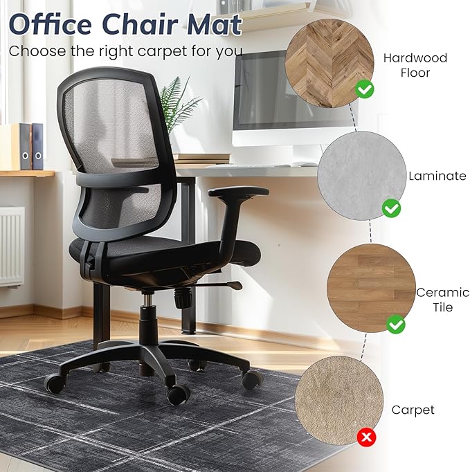 Office Chair Mat for Hardwood Floor&Tile Floor,36"X 48" Heavy Duty Desk Chair Mat for Hard Floors,Under Desk Rug for Rolling Computer Chair,Anti Slip,Low Pile Carpet Floor