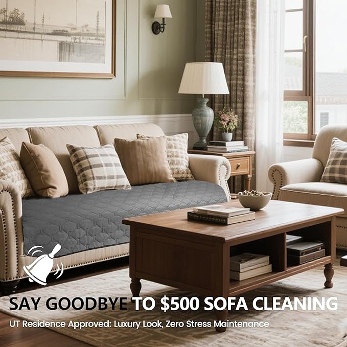 gogobunny 3X Stronger Waterproof Pet Blanket, Scratch Proof Furniture Protector for Dogs Cats, Reversible Cover 52x82 Inch, Dark Grey/Light Grey