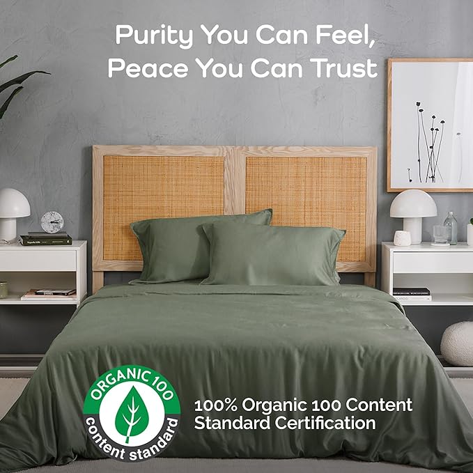 Duvet Cover Set - 100% Viscose Derived from Bamboo Duvet Cover King Size, 3 PC Luxury Cooling Duvet Cover for Hot Sleepers, Silky Buttery Soft Comforter Cover & 2 PC King Pillowcases, Moss