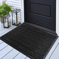 ubdyo Extra Durable Door Mat - Dirt Trapping Outdoor Welcome Mats - Non-Slip Outdoor Indoor Entrance - Low Profile Front Doormat (30" x 17", Bright Black)