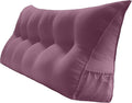 Triangular Reading Bed Rest Pillow Large Bolster Cushion Headboard Backrest Wedge Pillow with Removable Cover and Two Large Side Pockets (Purple, King: 78 x 8 x 20 inches)
