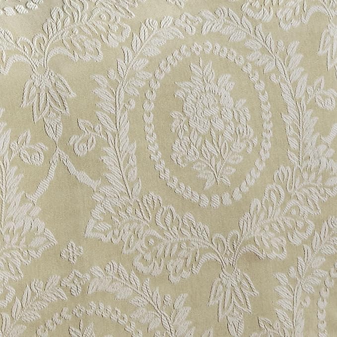 Timeless Vintage Style Bedding with Fringe Edges | Neutral Sage and Ecru | Textured Matelasse Rose Medallions and Leaves | 5 Piece Lightweight Bed Set: Oversized King Bedspread & 4 King Pillow Shams