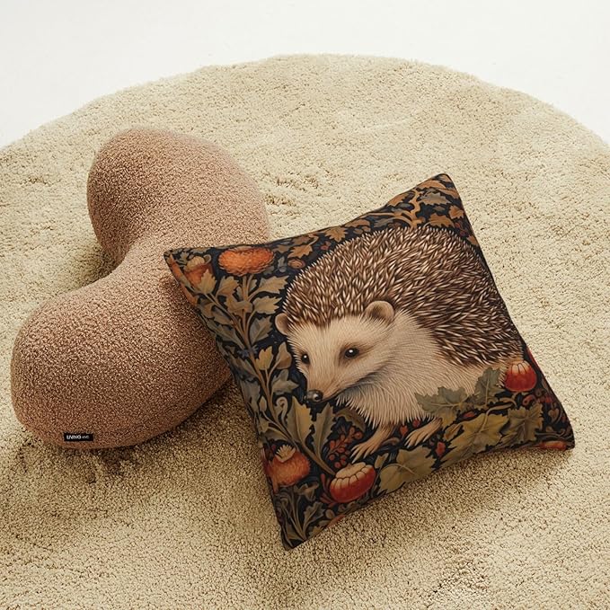 William Morris Abstract Vintage Floral Hedgehog Design 18x18 inches Throw Pillow Covers Square Pillowcases Decor for Bed Couch Sofa Living Room Cushion Covers