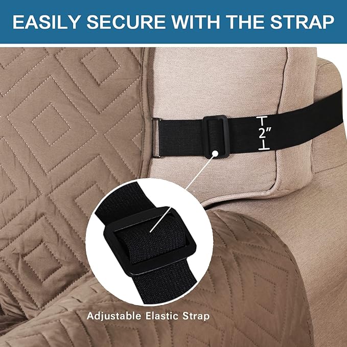 H.VERSAILTEX Reversible Chair Cover Furniture Protector Anti-Slip Couch Cover Water Resistant 2" Elastic Straps Chair Slipcover Pets Fit Sitting Width Up to 21" (Chair:75" x 65", Taupe Brown/Beige)