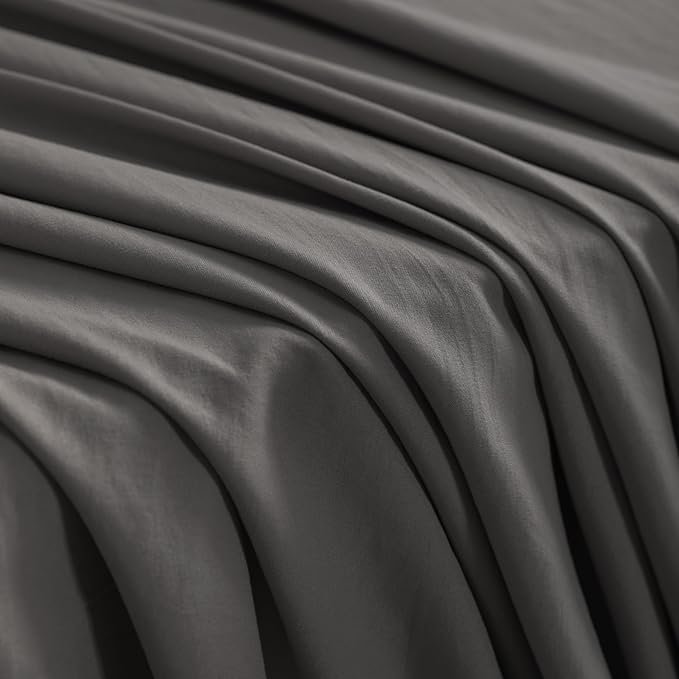 NTBAY Twin Comforter Set with Sheets, 5 Pieces Soft and Breathable Twin Bedding Set, Twin Bed in a Bag, Down Alternative Comforter Set Solid Color All Season, Kids Bedding Set, Dark Grey