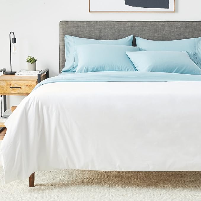 National Allergy Premium 100% Cotton Duvet Comforter Protector - Full/Queen Size - 86" x 86" - White - Breathable 300 Thread Count Hypoallergenic Cover - Zippered Encasement - Bedding Linen