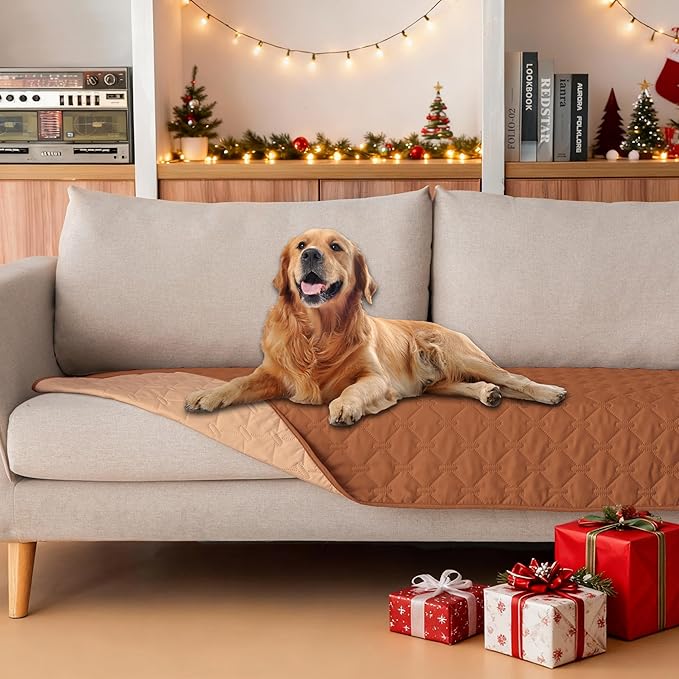 gogobunny 100% Double-Sided Waterproof Dog Bed Cover Pet Blanket Sofa Couch Furniture Protector for Puppy Large Dog Cat, Reversible (30x70 Inch (Pack of 1), Dark Pumpkin/Light Pumpkin)