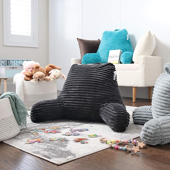 Hearth & Harbor Reading Pillow for Bed Adult – Back Pillow for Sitting in Bed, Standard Bed Pillows for Sitting Up in Bed, Foam Bed Chair Pillow, Grey Bed Rest Pillow