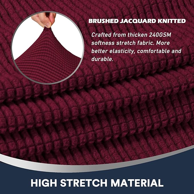 Stretch Sofa Arm Covers Spandex Jacquard Anti-Slip Couch Arm Covers with Sticker Furniture Armrest Protector for Sofa Couch Chair Recliner, 2 Pack, Burgundy Red