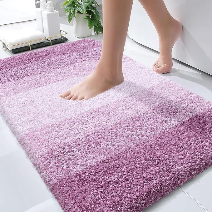 OLANLY Bathroom Rugs Mat 30x20, Extra Soft Absorbent Microfiber Bath Rugs, Rubber Backing, Quick Dry, Washable Bath Mats for Bathroom Floor, Tub and Shower, Home Decor Accessories, Pinkish-Purple