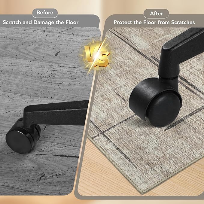 Office Chair Mat for Hardwood Floor&Tile Floor,36"X 48" Heavy Duty Desk Chair Mat for Hard Floors,Under Desk Rug for Rolling Computer Chair,Anti Slip,Low Pile Carpet Floor-Khaki