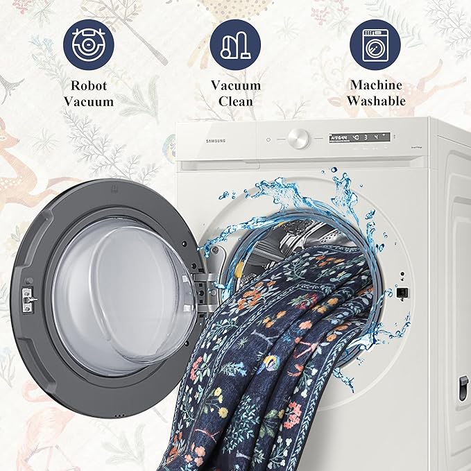 DUKINO Runner Rug, 2x8 Washable Kitchen Rugs for Hallways with Non Slip Backing, Soft Low Pile Vintage Animal Runner for Kitchen, Hallway, Entryway, Laundry, Bedroom, Navy Blue