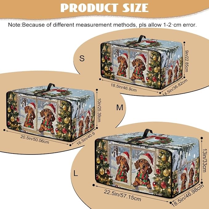 Convection Oven Dust Cover with Storage Pockets, Protective Smart Oven Cover for Kitchen Countertop for Christmas Holiday Party, S, 14.5 x 18.5 x 9 Inches, Dachshund Dog Christmas Tree
