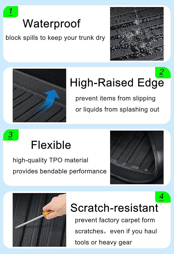 CRV Cargo Liners - All-Weather Protection Rear Trunk Tray Floor Mats Compatible with Honda CRV 2007-2016，3D-Designed Waterproof Durable Odorless Custom-Fit TPO Accessories