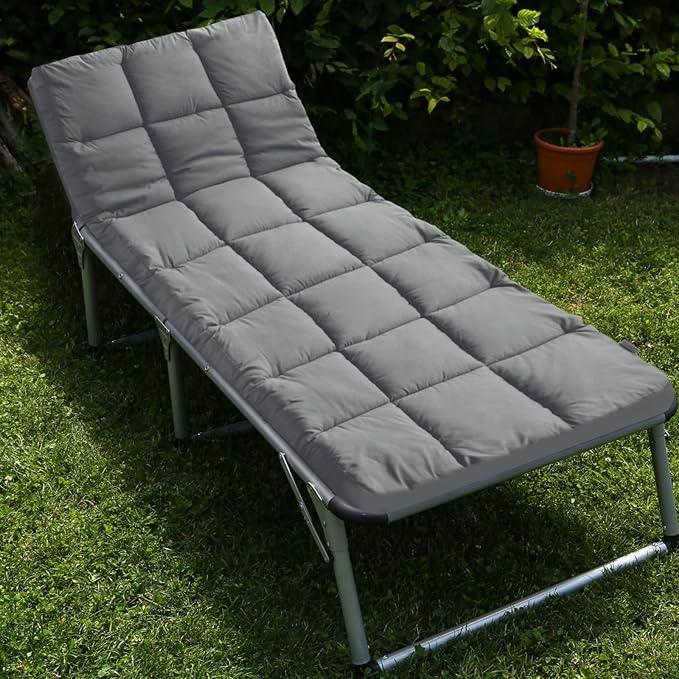 Cot Mattress Topper (Improved Thickness), Foam Quilted Pads for Camping, Soft Comfortable Sleeping Cot Mattress Pad Only, Camping Pad 75"x30" for Camp Cot/Rv Bunk/Narrow Twin Beds, Navy