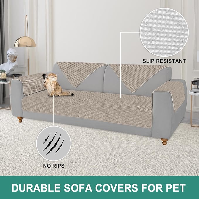 Foxdecor Couch Arm Covers Sofa Arm Covers, Arm Chair Covers Set of 2, Non-Slip Chair Arm Covers, Arm Rest Cover for Sofa, Armchair Slipcovers Couch Protector (Brown 26x26 inch)