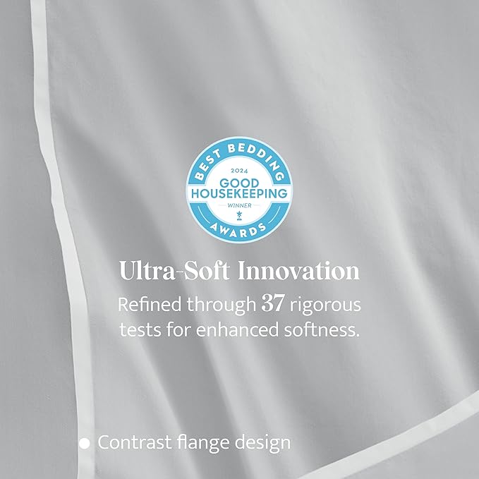 Double Stitch Cotton Tencel Duvet Cover - King Size Comforter Cover, Luxury & Soft Eucalyptus Lyocell Bedding Set for Hot Sleepers, Cooling & Breathable, Button Closure, Winter Sky Contrast, 106"x90"