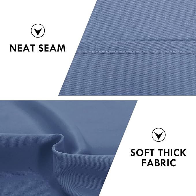 DWCN Blackout Curtains – Thermal Insulated, Energy Saving & Noise Reducing Bedroom and Living Room Curtains, Dusty Blue, W 52x L 95 Inch, Set of 2 Rod Pocket Curtain Panels