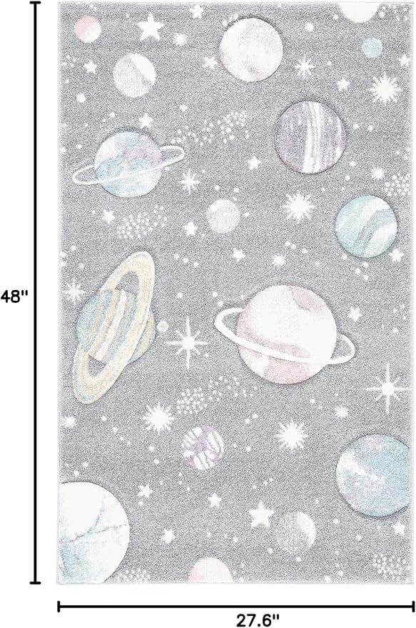 SAFAVIEH Carousel Kids Collection Accent Rug - 2'3" x 4', Grey & Lavender, Non-Shedding & Easy Care, Ideal for High Traffic Areas for Boys & Girls in Playroom, Nursery, Bedroom (CRK103F)