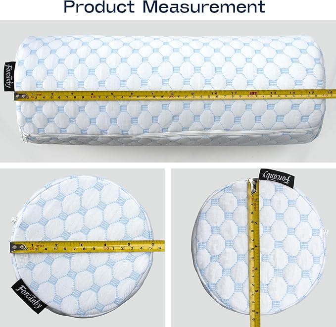 Neck Roll Pillow for Neck Pain Relief - Memory Foam Neck Support Pillow for Bed | Round Neck Pillow for Sleeping, 15.7 * 6 * 6 inch (Cool-Blue)