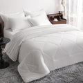 NTBAY King Comforter Set with Sheets, 7 Pieces Soft and Breathable King Bedding Set, Bed in a Bag, Down Alternative Comforter Set Solid Color All Season, King Bedding Set, White