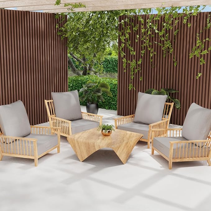 Outdoor Olefin Water-Resistant Deep Seat Cushion Set, 2PCS Weather and Fade Resistant 24''x 24''x 6'' Patio Furniture Seat Cushion, Thickened Sofa Chair Pad for Lawn, Garden, Light Beige