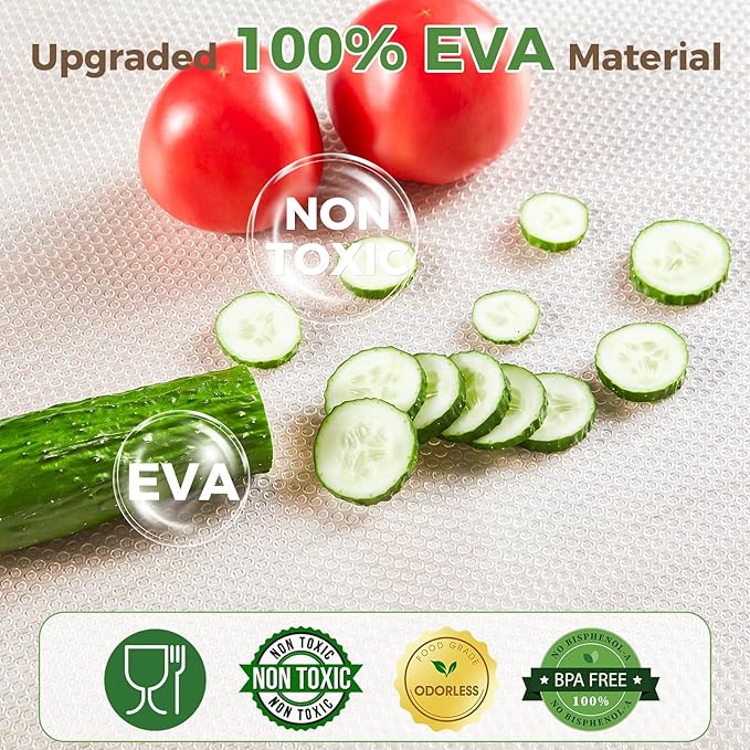 100% EVA Shelf Liner for Kitchen Cabinet, 24" x 240" Drawer Liners Non Adhesive Non Slip Waterproof Plastic Paper, Dresser Pantry Bathroom Refrigerator Protector, Clear