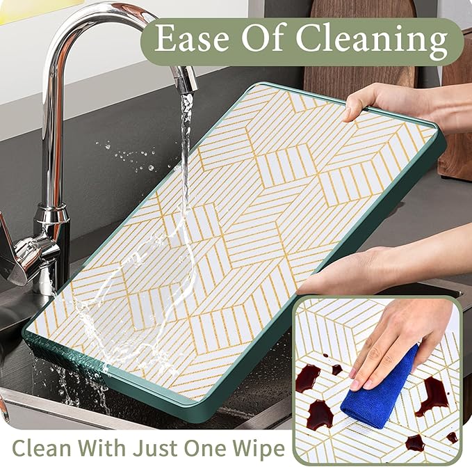 Shelf Liners for Kitchen Cabinets 12in x 20FT, Non Adhesive Cabinet Liner Strong Non-Slip Thickened Gold Geometric Drawer Liner, Easy to Clean for Shelf, Cabinet with Knife and Tape Measure