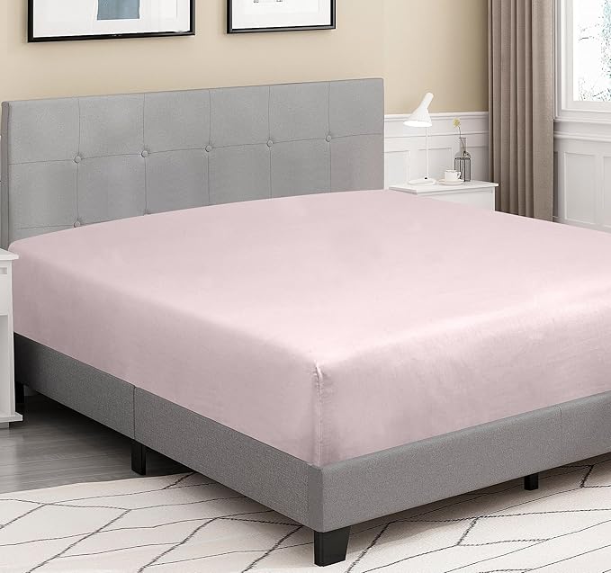 ROYALE LINENS 300 Thread Count 100% Long Staple Combed Cotton Fitted Sheet Twin - Super Soft Deep Pocket Bottom Sheet - Fitted Sheets Only - Elastic Sheets (Twin, Lavender)