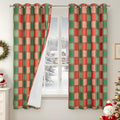 Plaid Christmas Curtains for Living Room 63 Inch Long - Boho Linen Blackout Curtains for Winter, Gingham Printed Drapes Patterned Thermal Drapes for Bedroom 52x63 Inch 2 Panels, Red Green
