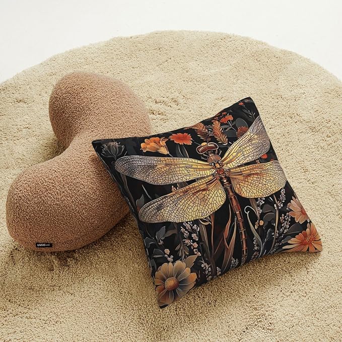 William Morris Abstract Vintage Floral Dragonfly Design 18x18 inches Throw Pillow Covers Square Pillowcases Decor for Bed Couch Sofa Living Room Cushion Covers