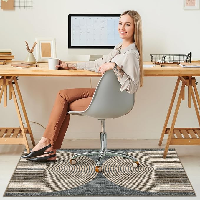 Office Chair Mat for Hardwood Floor&Tile Floor,36"X 48" Heavy Duty Desk Chair Mat for Hard Floors,Under Desk Rug for Rolling Computer Chair,Anti Slip,Low Pile Carpet Floor-Geo Grey