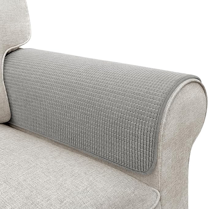 Couch Arm Covers, Sofa Arm Covers, Waterproof Armrest Covers for Sofa, Armchair, Loveseat, Non-Slip Recliner Arm Covers, Sofa Headrest Covers, Arm Chair Covers Set of 2 (Gray, 24"×20")