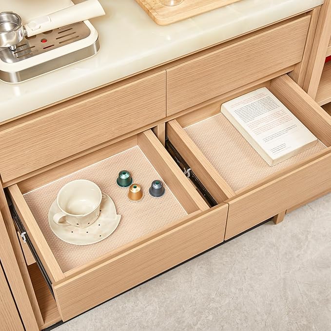 100% EVA Shelf Liner for Kitchen Cabinet, 24" x 120" Drawer Liners Non Adhesive Non Slip Waterproof Plastic Paper, Dresser Pantry Bathroom Refrigerator Protector, Clear