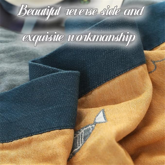 MSGKV Boho Throw Blanket 100% Cotton Woven Blanket for Couch Sofa Bed Double Sided Knit Throw Reversible Fall Blankets 80''Wx 90''L