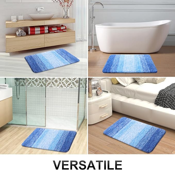 OLANLY Bathroom Runner Rugs 54x24, Extra Soft Absorbent Microfiber Bath Rugs, Rubber Backing, Quick Dry, Washable Bath Mats for Bathroom Floor, Tub and Shower, Home Decor Accessories, Light Royal Blue