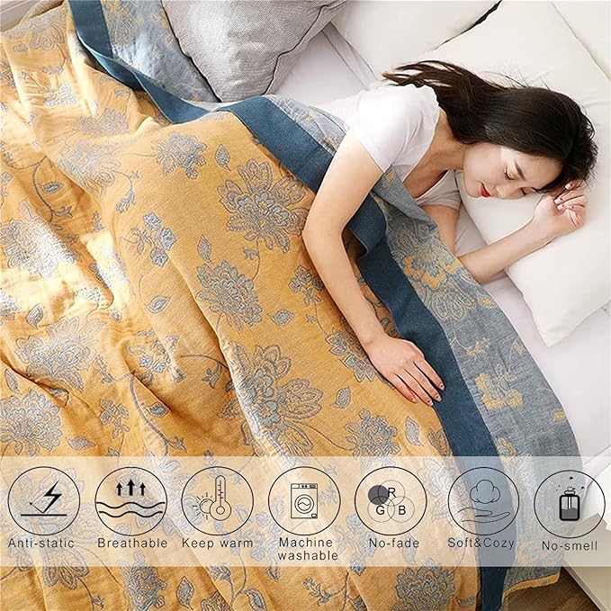 MSGKV Boho Throw Blanket Fall Blanket 100% Cotton Boho Couch Cover,Versatile Knit Woven Blankets,Super Soft Warm & Decorative Blankets for Chair Bed Sofa and Living Room,60''Wx 80''L