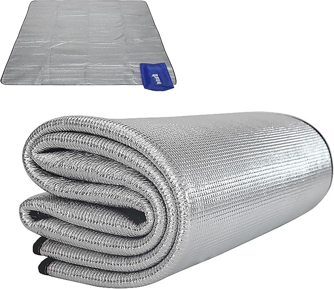 Himalaya Foam Foil Blanket Lightweight Camping Mat Outdoor Roll-up Portable Waterproof Sleeping Mat for Hiking Backpacking Double-Sided Aluminum Camping Accessories(78"x78")