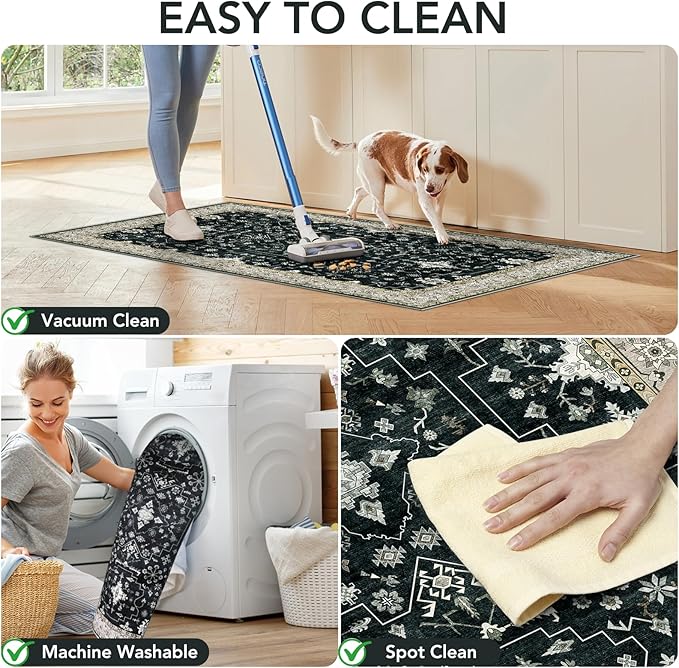 Office Chair Mat for Hardwood Floor&Tile Floor,36"x48" Heavy Duty Desk Chair Mat for Hard Floors,Under Desk Rug for Rolling Computer Chair,Anti Slip,Low Pile Carpet Floor-Frame Black White