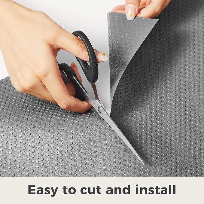 100% EVA Shelf Liner for Kitchen Cabinet, 18" x 360" Drawer Liners Non Adhesive Non Slip Waterproof Plastic Paper, Dresser Pantry Bathroom Refrigerator Protector, Grey