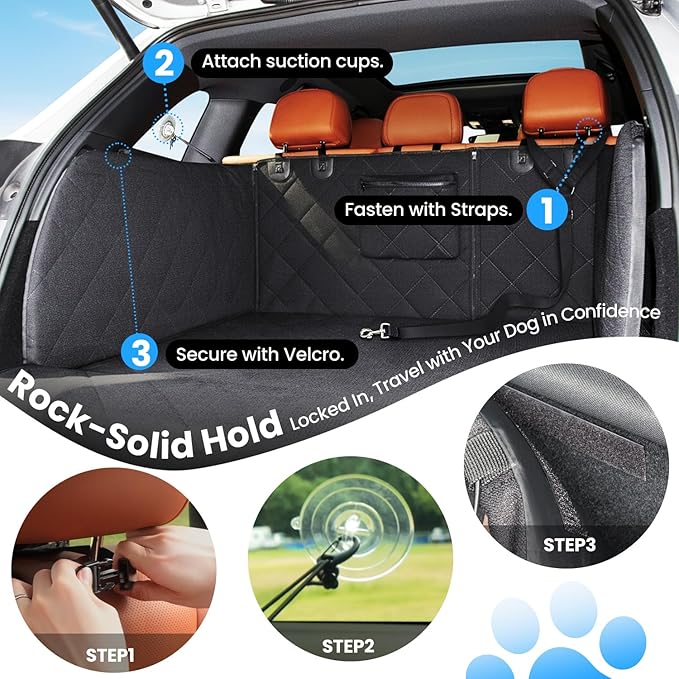 REEVAA SUV Cargo Liner for Dogs, Full Coverage Non-Slip Cargo Cover with Cushioned Sides to Protect Your Dog, Waterproof & Durable, Machine Washable Trunk Protector Mat (M, Black)