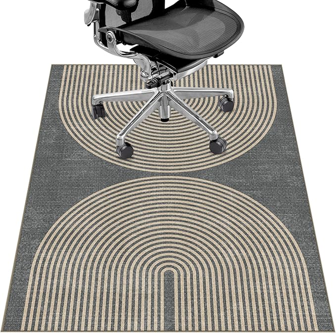 Office Chair Mat for Hardwood Floor&Tile Floor,36"X 48" Heavy Duty Desk Chair Mat for Hard Floors,Under Desk Rug for Rolling Computer Chair,Anti Slip,Low Pile Carpet Floor-Geo Grey