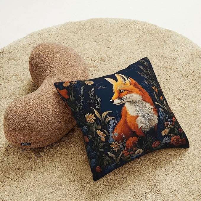 William Morris Abstract Vintage Floral Fox Design 18x18 inches Throw Pillow Covers Square Pillowcases Decor for Bed Couch Sofa Living Room Cushion Covers