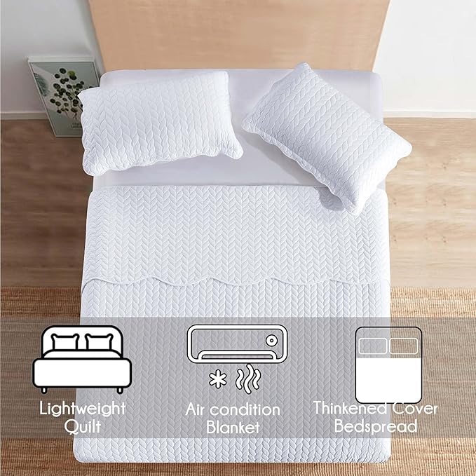 IR Imperial Rooms Twin Quilt Bedding Set (68” x 86”) - Bulk Pack of 10 Wholesale for Hotels, Guest Bedroom & Airbnbs - Lightweight Microfiber Reversible Embossed Quilts Bedspreads (White)