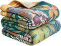 MSGKV Cotton Bed Blanket for Couch and Sofa Blankets for Living Room Bedroom Reversable Florals Throw 80"x90" Breathable Cozy Boho Blankets